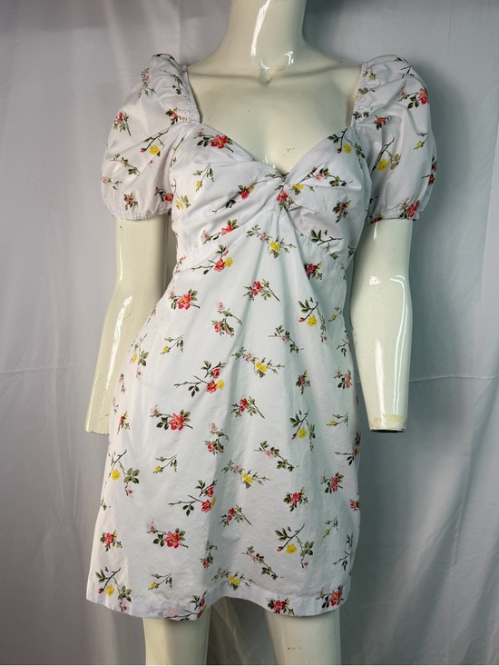 Abercrombie & Fitch Dresses & Skirts - Abercrombie & Fitch Floral Milkmaid MiniDress White Cottagecore PuffSleeve Small